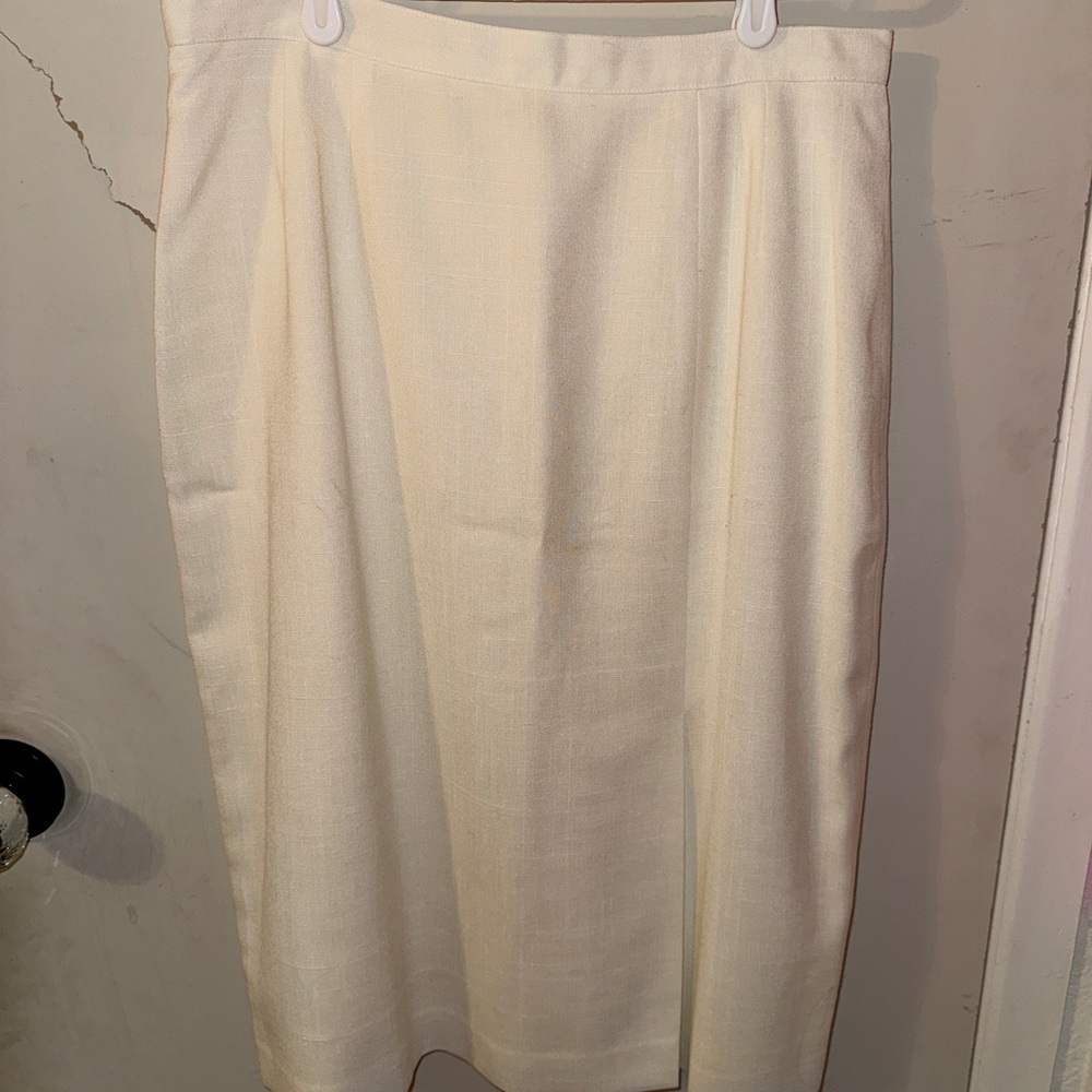 White Linen Pencil Skirt